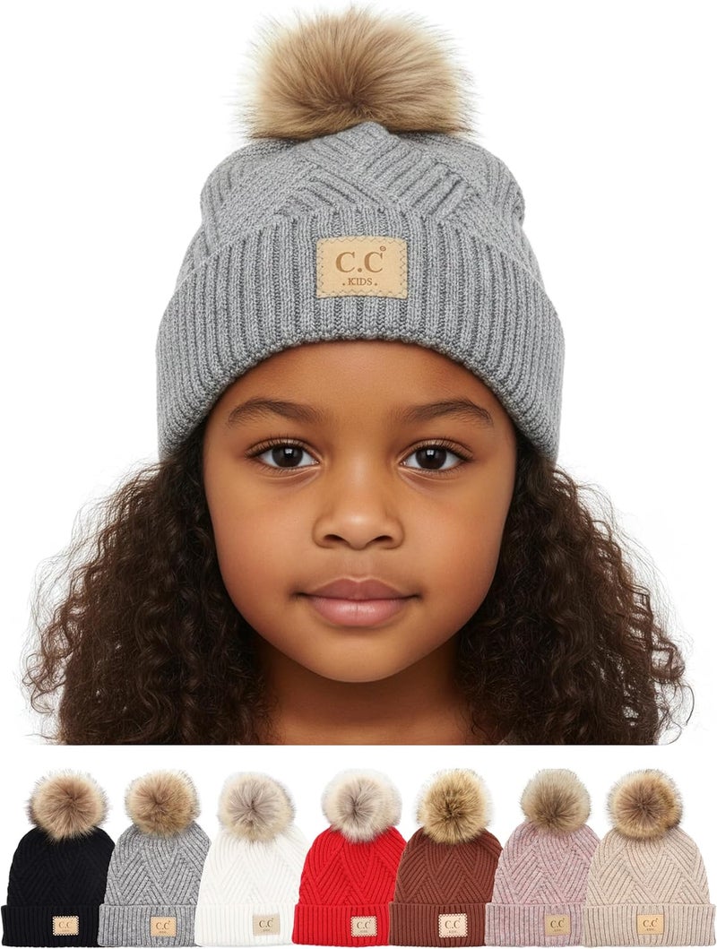 Funky Junque Toddler Pom Beanie – Kids Winter Hat for Ages 1–4, Baby Boy & Girl Knit Beanies, Warm Cozy Knit Snow Hats - Image 1